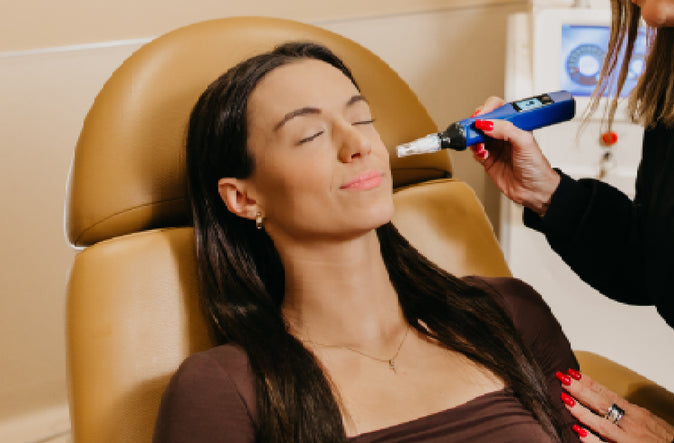 Woman receiving SkinPen treatment on face