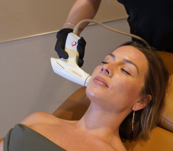 Person receiving RF Microneedling treatment