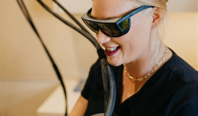 Cleo provider with safety glasses on