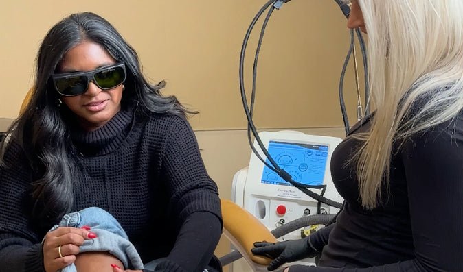 Cleo client preparing for tattoo removal